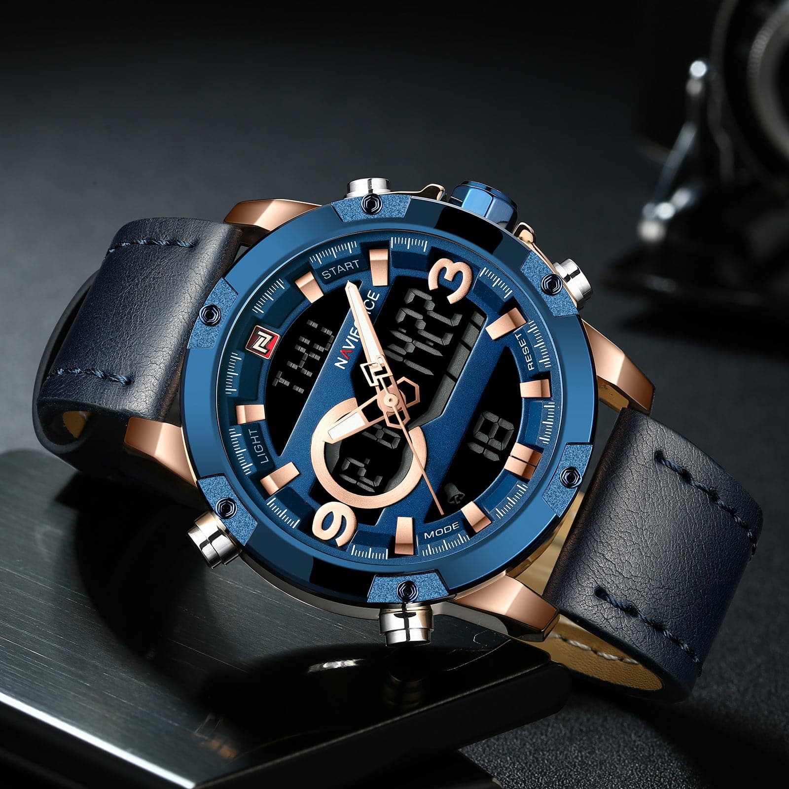 NAVIFORCE NF9097 RG/BE/BE MEN'S ANALOG/DIGITAL WATCH - H2 Hub Watches