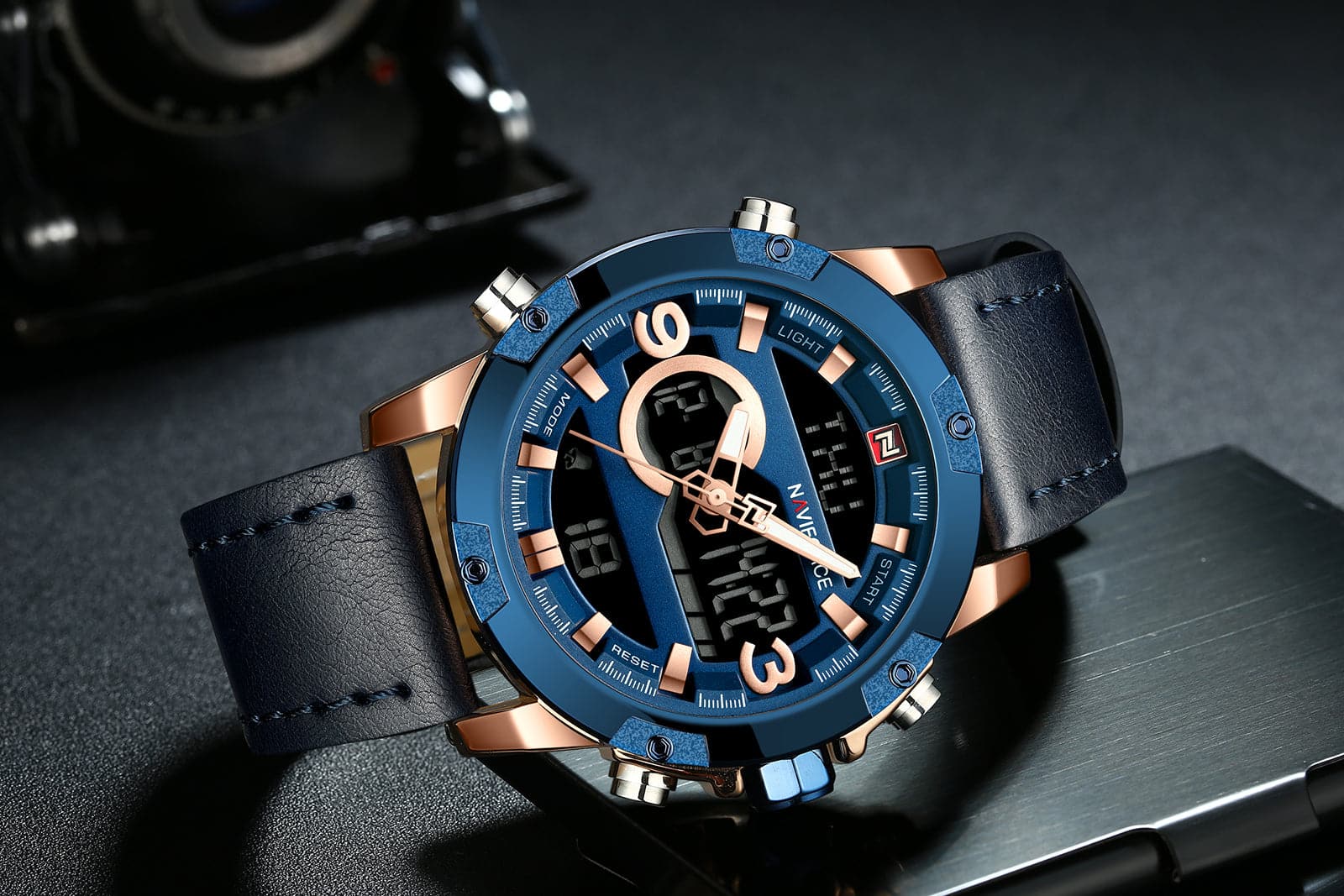 NAVIFORCE NF9097 RG/BE/BE MEN'S ANALOG/DIGITAL WATCH - H2 Hub Watches