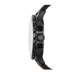 FOSSIL NATE CHRONOGRAPH BLACK STAINLESS STEEL JR1487 BROWN LEATHER STRAP MEN'S WATCH - H2 Hub Watches