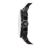 FOSSIL NATE CHRONOGRAPH BLACK STAINLESS STEEL JR1487 BROWN LEATHER STRAP MEN'S WATCH - H2 Hub Watches