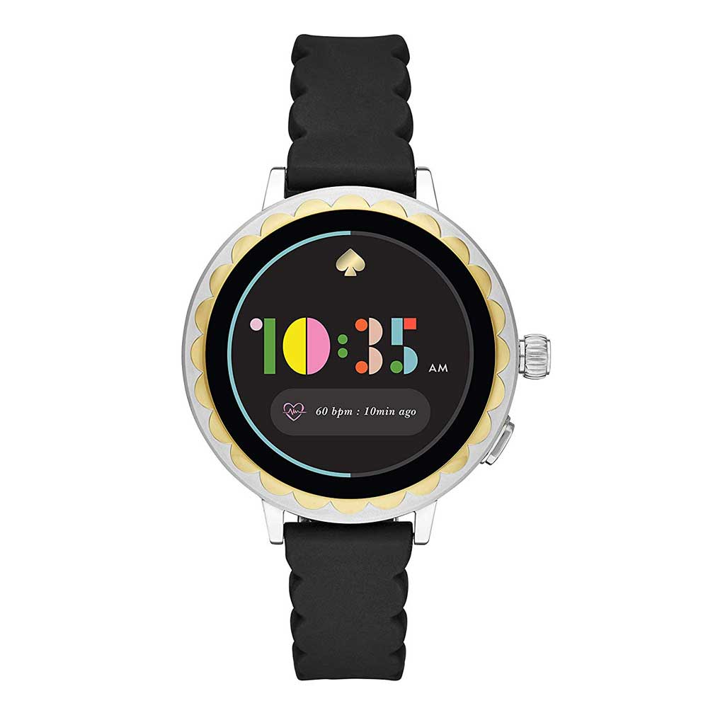 KATE SPADE NEW YORK SCALLOP ROSE GOLD STAINLESS STEEL KST2008 BLACK SILICONE TOUCH-SCREEN WOMEN SMARTWATCH - H2 Hub Watches