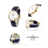 KATE SPADE QUARTZ NEW YORK 5 O'CLOCK METRO GOLD STAINLESS STEEL KSW1040 BLUE LEATHER STRAP WOMEN'S WATCH - H2 Hub Watches