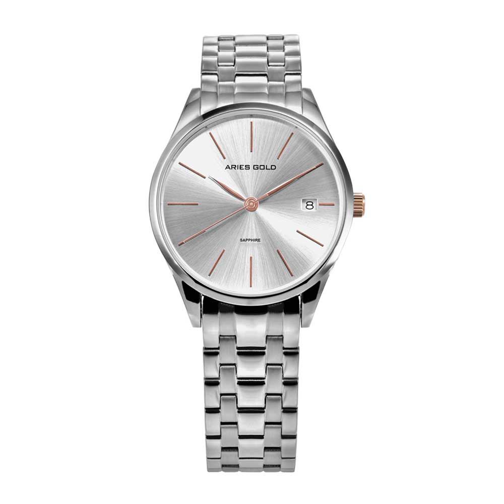 ARIES GOLD PRISM SILVER STAINLESS STEEL L 1011 S-RGS CERAMIC STRAP WOMEN'S WATCH - H2 Hub Watches