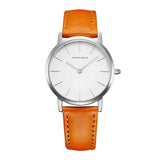 ARIES GOLD URBAN SANTOS SILVER STAINLESS STEEL L 1023 S-W BROWN LEATHER STRAP WOMEN'S WATCH - H2 Hub Watches