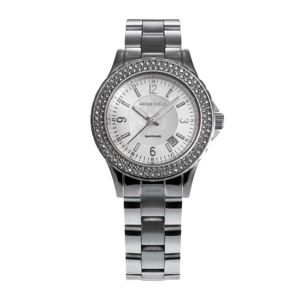 ARIES GOLD ENCHANT VENUS SILVER STAINLESS STEEL L 5005Z S-MOP WOMEN'S WATCH - H2 Hub Watches