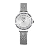 ARIES GOLD ENCHANT SILVER STAINLESS STEEL L 5033Z S-W MESH STRAP WOMEN'S WATCH - H2 Hub Watches