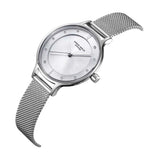 ARIES GOLD ENCHANT SILVER STAINLESS STEEL L 5033Z S-W MESH STRAP WOMEN'S WATCH - H2 Hub Watches
