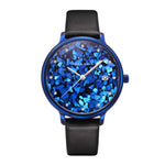 ARIES GOLD ENCHANT FLEUR BLUE L 5035 PUR-TL LEATHER STRAP WOMEN'S WATCH - H2 Hub Watches