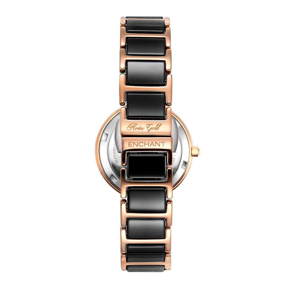 ARIES GOLD ENCHANT L 5037Z RG-BK BLACK CERAMIC WOMEN'S WATCH - H2 Hub Watches