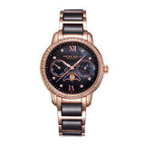 ARIES GOLD ENCHANT LUNA ROSE GOLD STAINLESS STEEL L 58010L RG-BKMP BLACK CERAMIC WOMEN'S WATCH - H2 Hub Watches