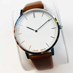 ARIES GOLD URBAN TANGO SILVER STAINLESS STEEL L 1008 S-W BROWN LEATHER STRAP WOMEN'S WATCH - H2 Hub Watches