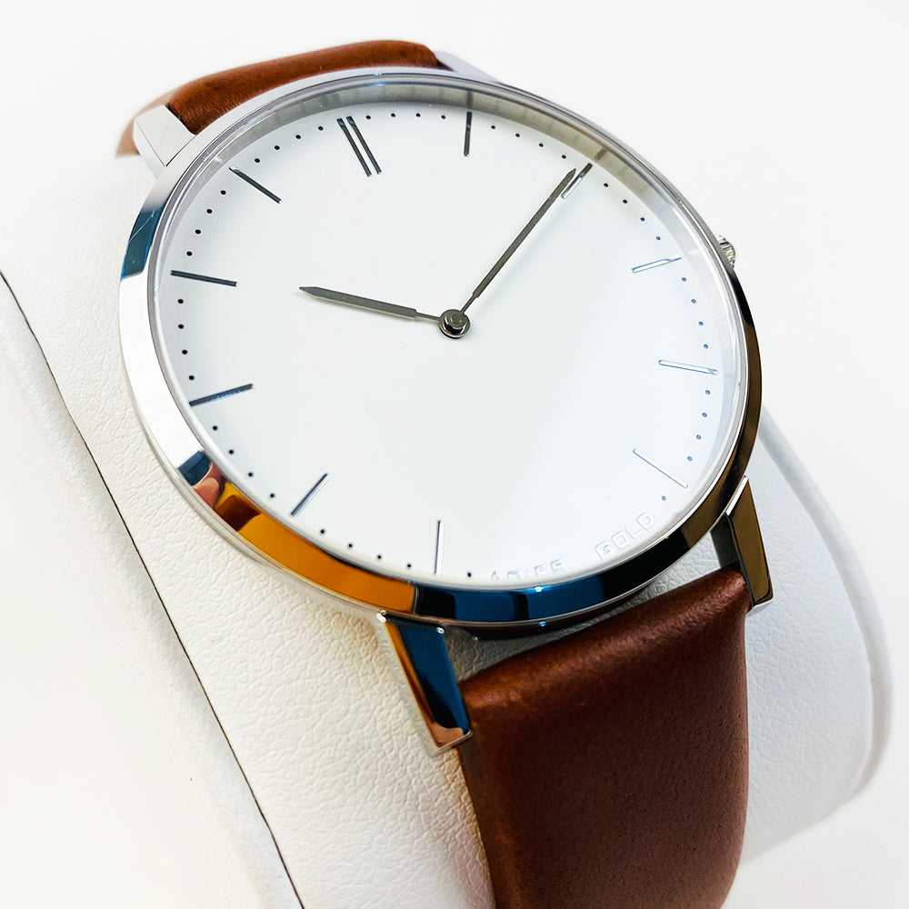 ARIES GOLD URBAN TANGO SILVER STAINLESS STEEL L 1008 S-W BROWN LEATHER STRAP WOMEN'S WATCH - H2 Hub Watches