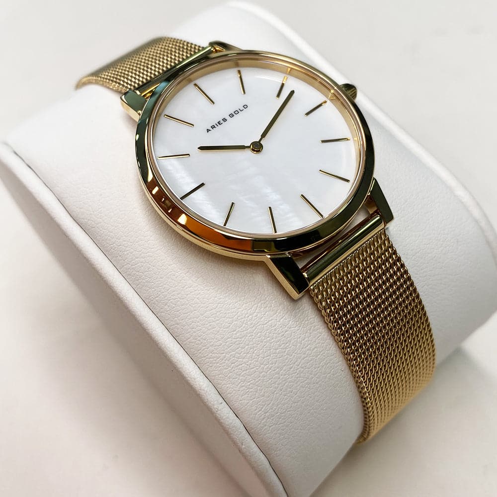 ARIES GOLD COSMO GOLD STAINLESS STEEL L 1024 G-MP MESH STRAP WOMEN'S WATCH - H2 Hub Watches