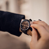 ARIES GOLD URBAN ETERNAL BLACK STAINLESS STEEL L 1028 BKG-BKG BLACK LEATHER STRAP WOMEN'S WATCH - H2 Hub Watches