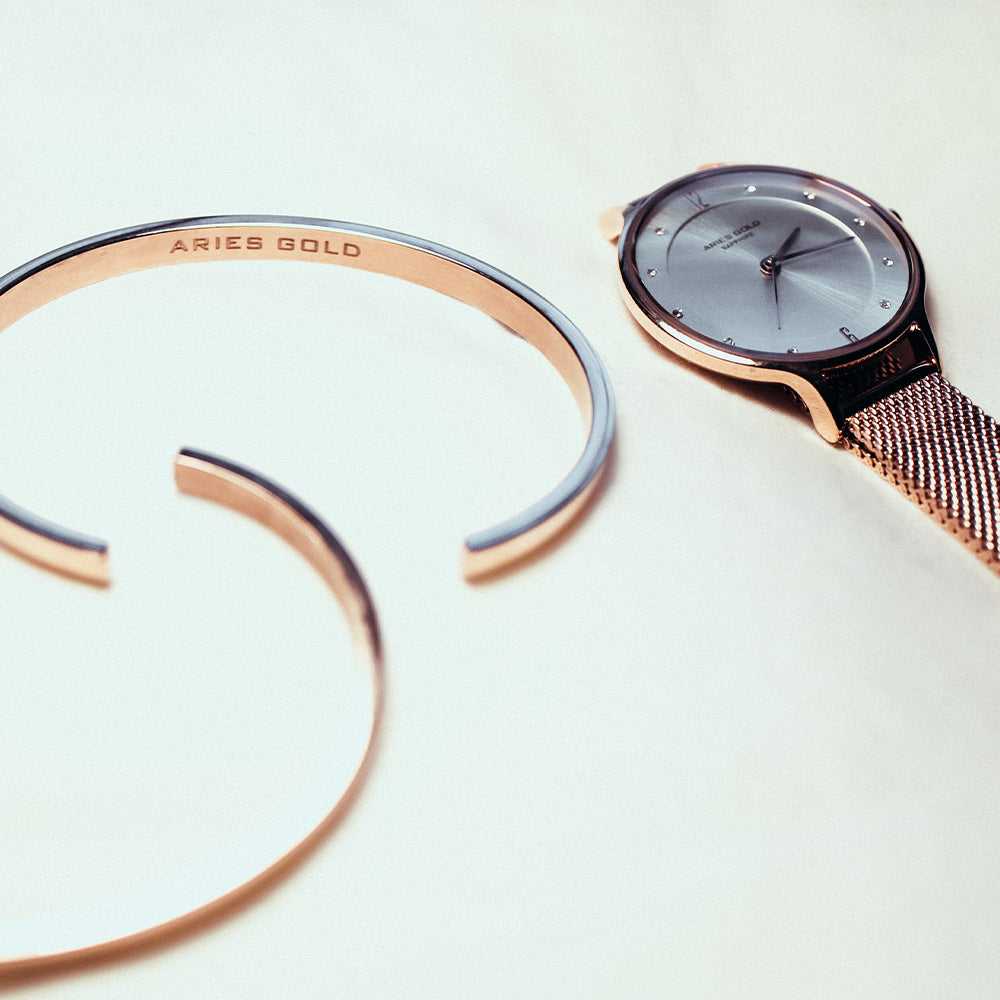 ARIES GOLD ENCHANT L 5033Z RG-W MESH STRAP WOMEN'S WATCH - H2 Hub Watches