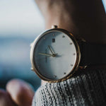 ARIES GOLD ENCHANT FLEUR GOLD STAINLESS STEEL L 5035 G-MP LEATHER STRAP WOMEN'S WATCH - H2 Hub Watches