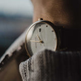 ARIES GOLD ENCHANT FLEUR GOLD STAINLESS STEEL L 5035 G-MP LEATHER STRAP WOMEN'S WATCH - H2 Hub Watches