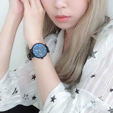 ARIES GOLD ENCHANT FLEUR BLUE L 5035 PUR-TL LEATHER STRAP WOMEN'S WATCH - H2 Hub Watches