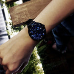 ARIES GOLD ENCHANT FLEUR BLUE L 5035 PUR-TL LEATHER STRAP WOMEN'S WATCH - H2 Hub Watches