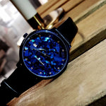 ARIES GOLD ENCHANT FLEUR BLUE L 5035 PUR-TL LEATHER STRAP WOMEN'S WATCH - H2 Hub Watches