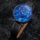 ARIES GOLD ENCHANT FLEUR BLUE L 5035 PUR-TL LEATHER STRAP WOMEN'S WATCH - H2 Hub Watches