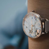 ARIES GOLD ENCHANT FLEUR ROSE GOLD STAINLESS STEEL L 5035 RG-GYFL LEATHER STRAP WOMEN'S WATCH - H2 Hub Watches