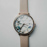 ARIES GOLD ENCHANT FLEUR ROSE GOLD STAINLESS STEEL L 5035 RG-GYFL LEATHER STRAP WOMEN'S WATCH - H2 Hub Watches