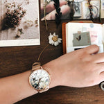 ARIES GOLD ENCHANT FLEUR ROSE GOLD STAINLESS STEEL L 5035 RG-GYFL LEATHER STRAP WOMEN'S WATCH - H2 Hub Watches