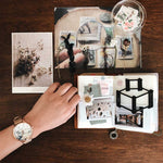 ARIES GOLD ENCHANT FLEUR ROSE GOLD STAINLESS STEEL L 5035 RG-GYFL LEATHER STRAP WOMEN'S WATCH - H2 Hub Watches