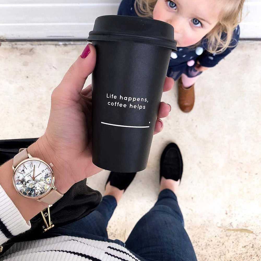 ARIES GOLD ENCHANT FLEUR ROSE GOLD STAINLESS STEEL L 5035 RG-GYFL LEATHER STRAP WOMEN'S WATCH - H2 Hub Watches