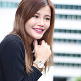 ARIES GOLD ENCHANT FLEUR ROSE GOLD STAINLESS STEEL L 5035 RG-GYFL LEATHER STRAP WOMEN'S WATCH - H2 Hub Watches