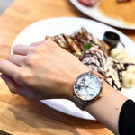 ARIES GOLD ENCHANT FLEUR ROSE GOLD STAINLESS STEEL L 5035 RG-GYFL LEATHER STRAP WOMEN'S WATCH - H2 Hub Watches