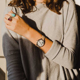 ARIES GOLD ENCHANT FLEUR ROSE GOLD STAINLESS STEEL L 5035 RG-GYFL LEATHER STRAP WOMEN'S WATCH - H2 Hub Watches