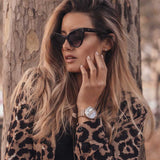 ARIES GOLD ENCHANT FLEUR ROSE GOLD STAINLESS STEEL L 5035 RG-GY LEATHER STRAP WOMEN'S WATCH - H2 Hub Watches
