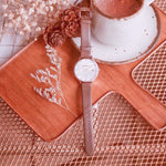 ARIES GOLD ENCHANT FLEUR ROSE GOLD STAINLESS STEEL L 5035 RG-MP LEATHER STRAP WOMEN'S WATCH - H2 Hub Watches