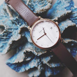 ARIES GOLD ENCHANT FLEUR ROSE GOLD STAINLESS STEEL L 5035 RG-MP LEATHER STRAP WOMEN'S WATCH - H2 Hub Watches