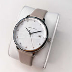 ARIES GOLD ENCHANT FLEUR SILVER STAINLESS STEEL L 5035 S-MP LEATHER STRAP WOMEN'S WATCH - H2 Hub Watches