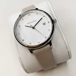 ARIES GOLD ENCHANT FLEUR SILVER STAINLESS STEEL L 5035 S-MP LEATHER STRAP WOMEN'S WATCH - H2 Hub Watches