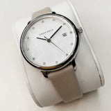 ARIES GOLD ENCHANT FLEUR SILVER STAINLESS STEEL L 5035 S-MP LEATHER STRAP WOMEN'S WATCH - H2 Hub Watches