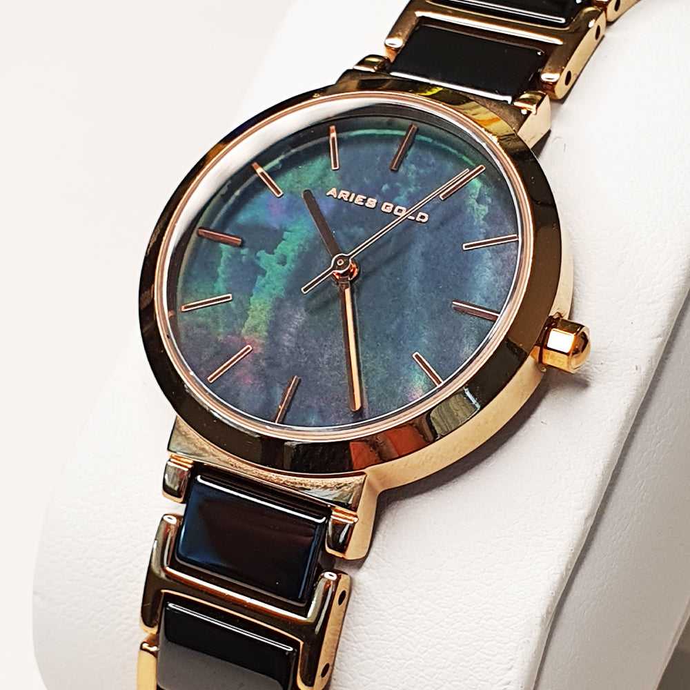 ARIES GOLD ENCHANT L 5037Z RG-BK BLACK CERAMIC WOMEN'S WATCH - H2 Hub Watches