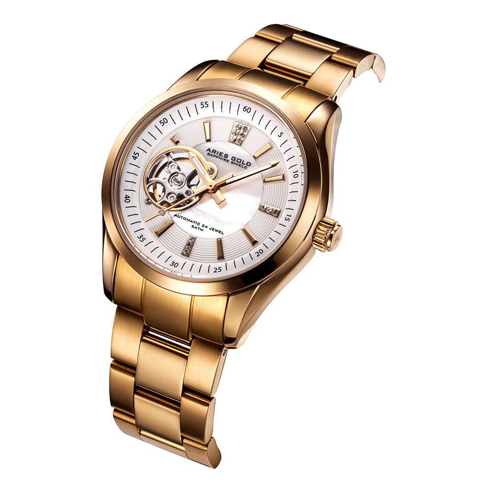 ARIES GOLD AUTOMATIC INSPIRA GOLD STAINLESS STEEL L 9003 G-WMOP WOMEN'S WATCH - H2 Hub Watches
