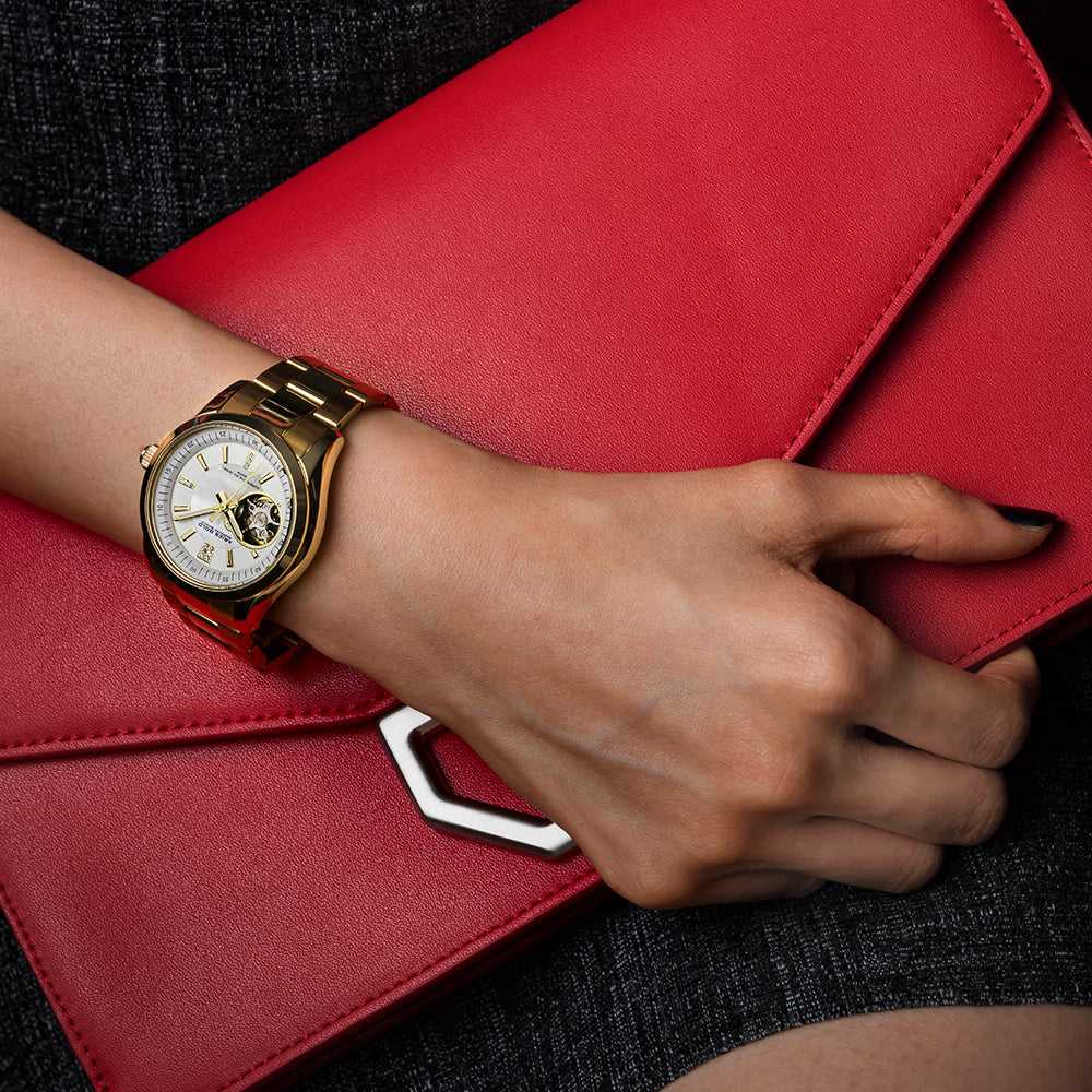 ARIES GOLD AUTOMATIC INSPIRA GOLD STAINLESS STEEL L 9003 G-WMOP WOMEN'S WATCH - H2 Hub Watches