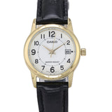 CASIO GENERAL LTP-V002GL-7BUDF-P BLACK LEATHER WOMEN WATCH