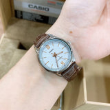 Casio General Analog White Dial And Brown Leather Strap Unisex Watch LTP-V005L-7B3UDF-P