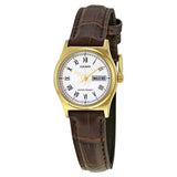 Casio General White Dial Brown Leather Strap Unisex Watch LTP-V006GL-7BUDF-P