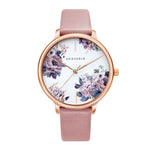 ARIES GOLD ENCHANT FLEUR ROSE GOLD STAINLESS STEEL L 5035A RG-PUFL PINK LEATHER STRAP WOMEN'S WATCH - H2 Hub Watches