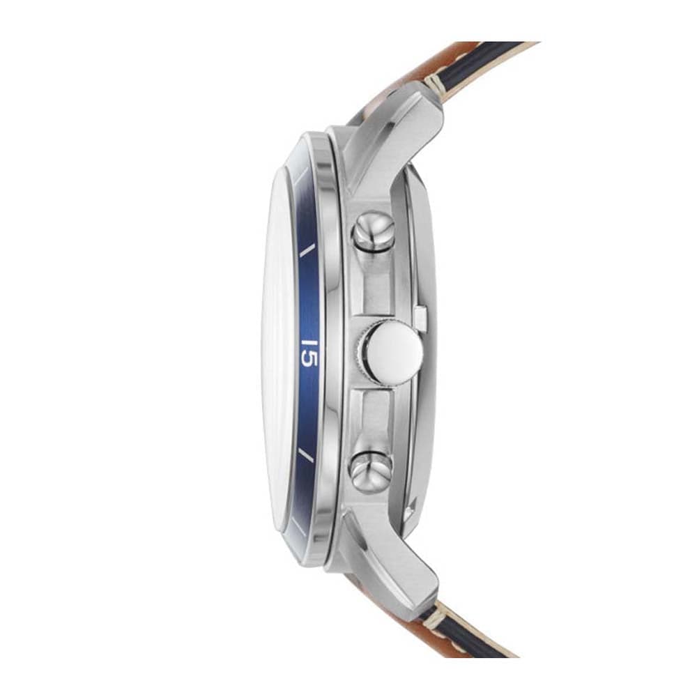 FOSSIL GRANT SPORT AUTOMATIC SILVER STAINLESS STEEL ME3140 BROWN LEATHER STRAP MEN'S WATCH - H2 Hub Watches