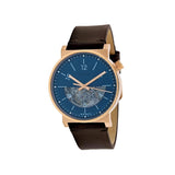 FOSSIL ME3169P BARSTOW AUTO RISE GOLD ROUND SKELETON BLUE DIAL BROWN LEATHER MEN'S WATCH