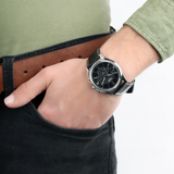 Casio General Chronograph Black Leather Strap Men Watch MTP-1375L-1AVDF-P