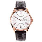 Casio General White Dial With Brown Leather Strap Men Watch MTP-1384L-7AVDF-P